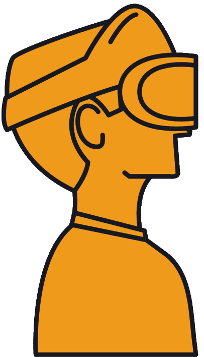 Stylized person with VR goggles
